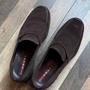 Prada Men's Dark Brown Suede Loafers